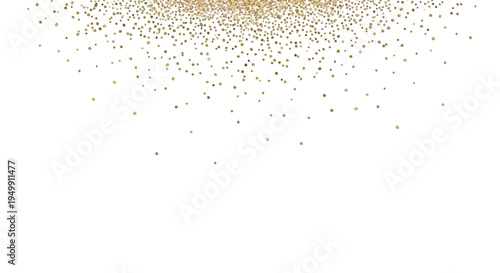Golden particles falling on white background 