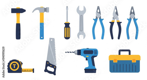 Collection of Essential Hand Tools for Construction and Repair Projects.