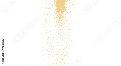 Golden particles falling down on white background