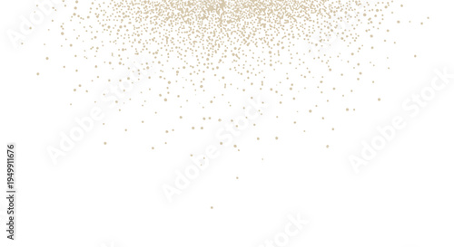 Golden particles falling down on white background 