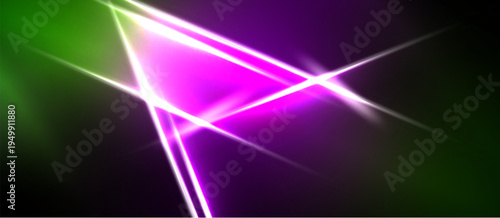 Abstract vibrant lines intersect. Green, purple hues dominate dark background. Brightness creates dynamic visual effect.