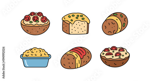 Loaded Potato Casserole Line creative smooth modern abstract illustration