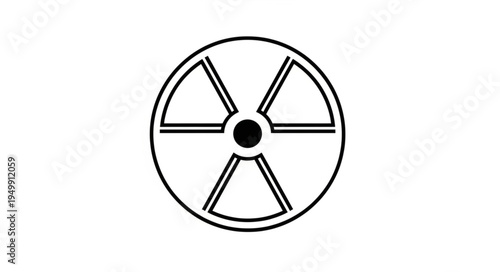 Radiation hazard symbol simple line drawing illustration.