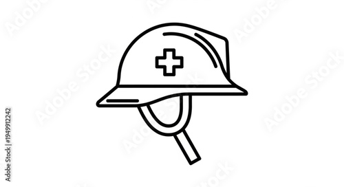 Hard hat with medical cross symbol illustration.