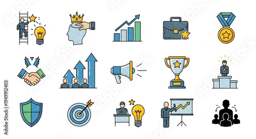 Collection of Business and Success Related Icons.