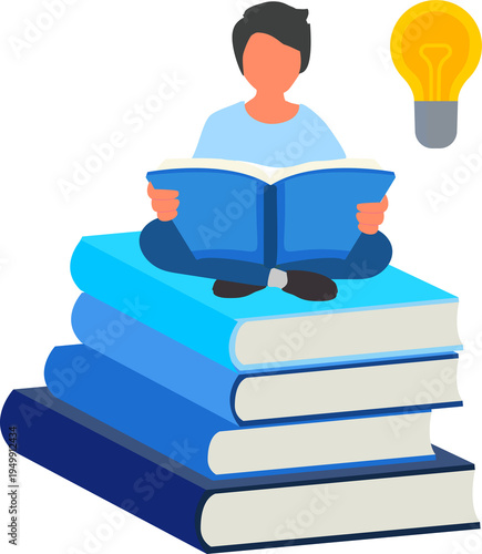 Student reading a book vector illustration