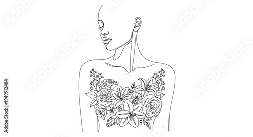 Elegant Woman Portrait with Floral Lace Bodice and Necklace.