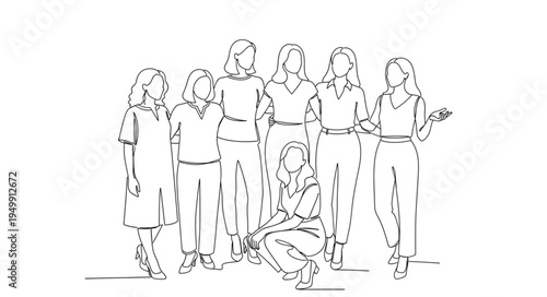 Diverse group of women standing and sitting together.