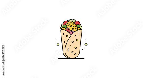 Mac and Cheese Burrito Line vivid abstract tone vector