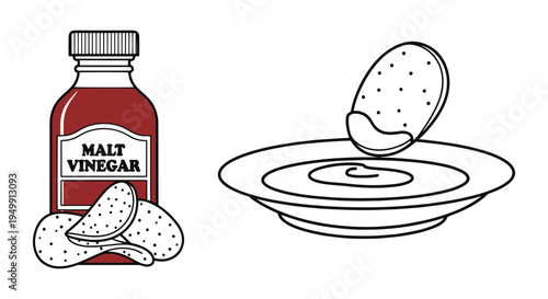 Malt Vinegar Line art vector modern fluid abstract