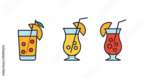 Mango Daiquiri Line art vector dynamic abstract vibrant color