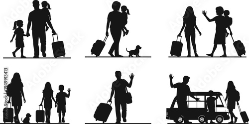 Road cyclist silhouette illustrations, black and white vector art of dynamic biking postures and terrain variations