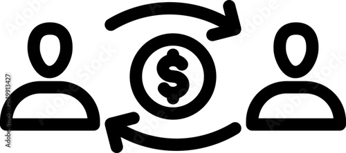 Peer to Peer Payment Line Icon