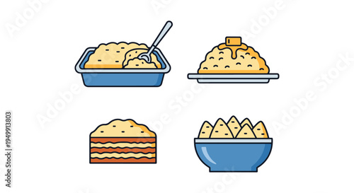 Mashed Potato Casserole Line clean artistic abstract color vector