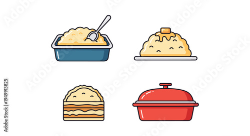 Mashed Potato Casserole Line creative modern abstract illustration