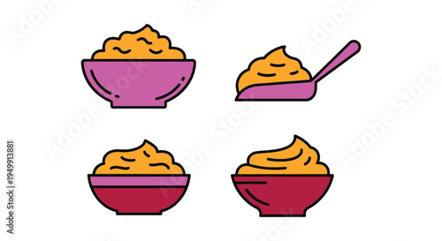 Mashed Sweet Potato Line art soft minimal abstract illustration