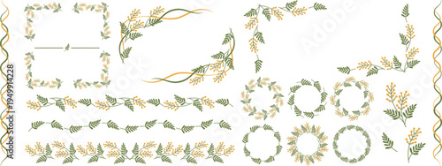 ミモザのフレームと装飾セット