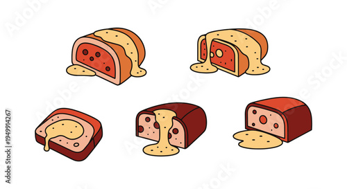 Meatloaf with Gravy Line art dynamic modern artistic abstract illustration