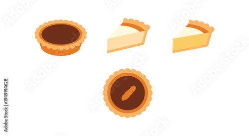 Milk Tart Line art vector set minimal smooth abstract color illustration