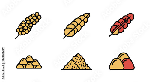 Millet Grains Line art vector clean abstract colorful