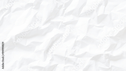 Crinkled white paper texture background with folds and creases abstract design element