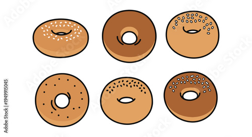 Mini Bagels Line art vector creative vibrant abstract tone