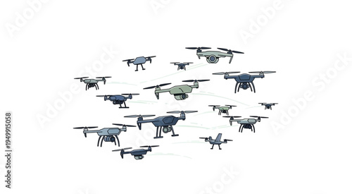 A swarm of drones in flight, showcasing aerial technology and innovation.