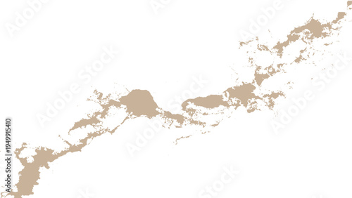 Abstract beige watercolour paint stroke on white background, organic textured wash for minimalist stationery and web design