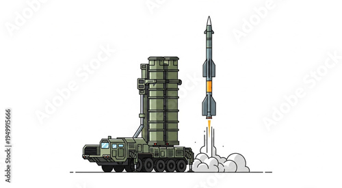 S-400 Triumf missile system launching a missile, pixel art style.