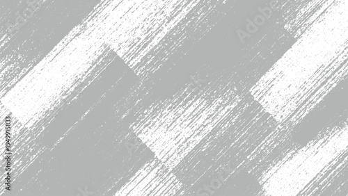 Gray and white abstract geometric pattern with diagonal brush strokes and shapes