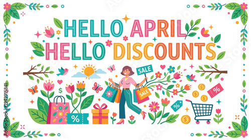 Hello April! Hello Discounts! Spring Sale Banner