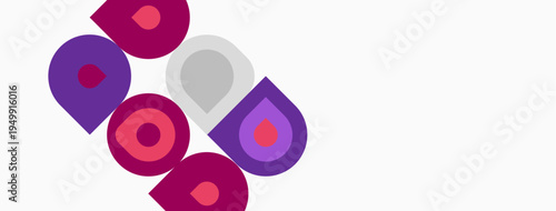 Purple letterforms spell POD. Shapes overlap, creating dynamic visual interest. Minimalist design utilizes contrasting hues on white background.