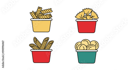 Mini Pasta Cups Line art modern blended abstract color vector