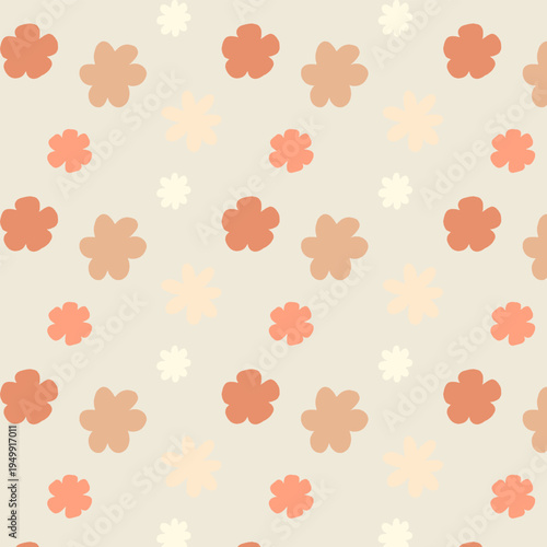 Minimalist seamless pattern with soft flower silhouettes