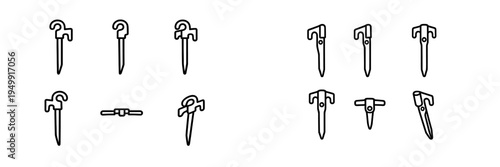 A collection of twelve minimalist line icons depicting various types