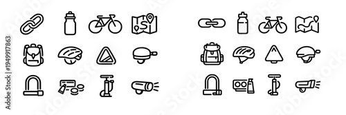 A comprehensive set of minimalist black and white line icons