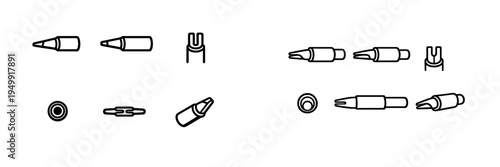 A collection of minimalist black and white line art icons depicting
