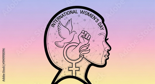 International Womens Day Symbol of Female Empowerment and Peace.