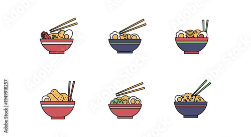 Miso Fusion Ramen Line art modern abstract color artwork