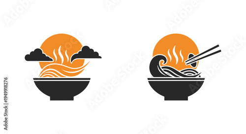 Miso Fusion Ramen Line art modern pastel tone abstract artwork