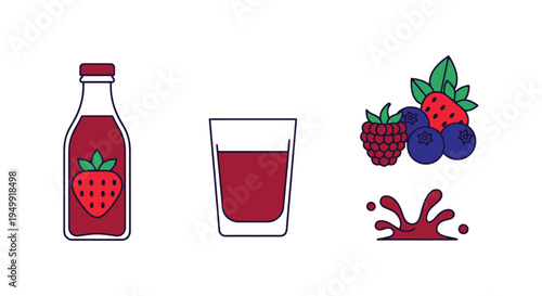 Mixed Berry Juice Line art creative contemporary abstract illustration