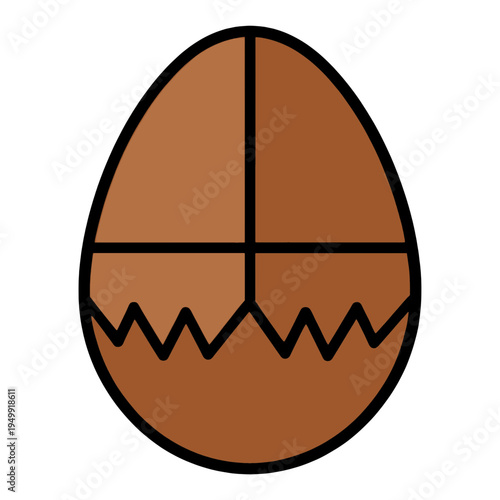 Broken Egg Shell with Cracked Bottom Line Icon for App UI