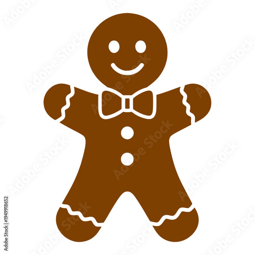 Filled Gingerbread Man with Bow Tie App Icon for Mobile Interface