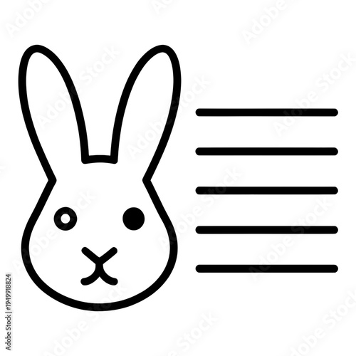Outline Bunny Head With Menu Lines UI Icon for App UI