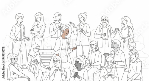 Group of historical figures in formal attire standing together.