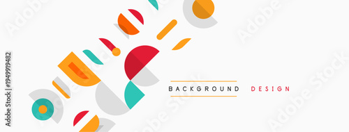 Abstract geometric shapes overlap, creating dynamic visual pattern. Soft colors dominate neutral background. Modern design element.