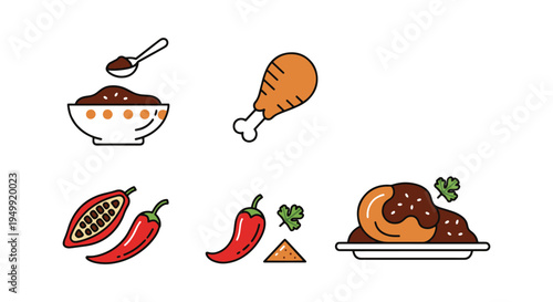 Mole Poblano Line art vector minimal abstract theme illustration