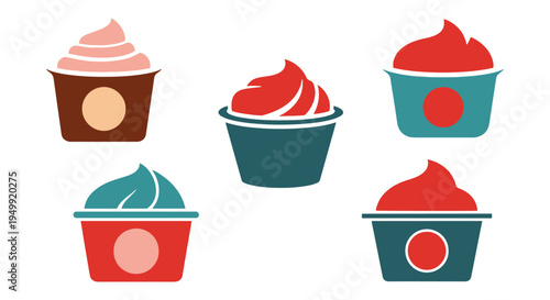 Mousse Cup Line art vector elegant soft pastel color illustration