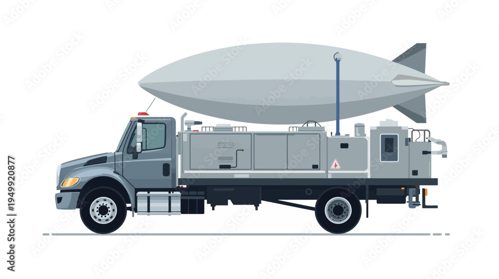 Obraz premium Illustration of a blimp on a truck.