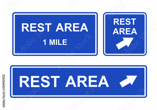 Informative Road Sign Set for Rest and Service Areas